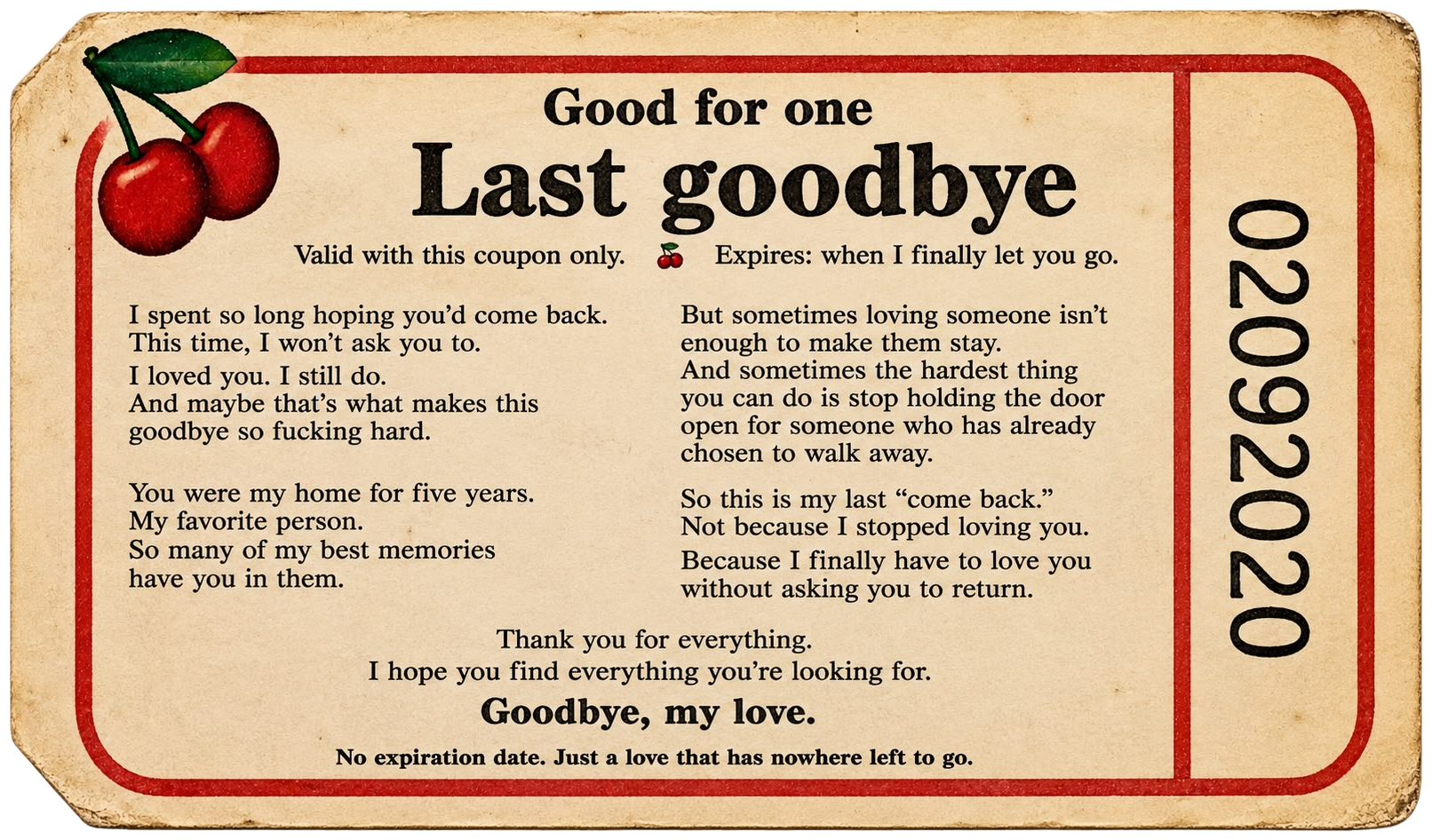 Good for one last goodbye